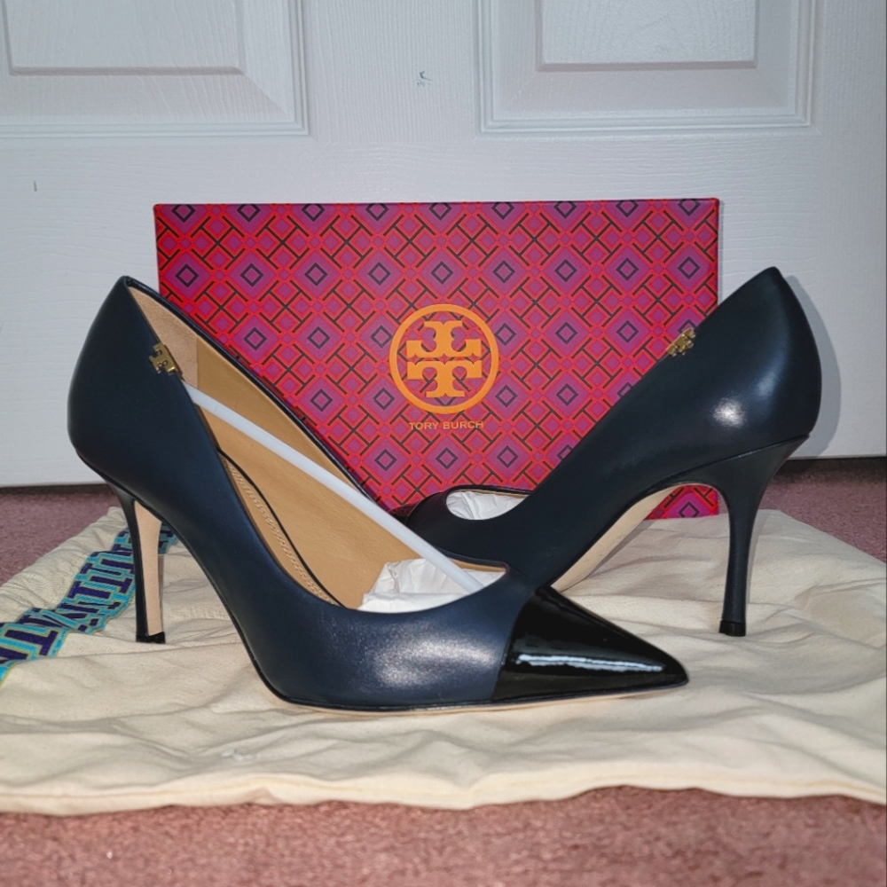 Tory Burch Penelope 85mm Cap-Toe Pump Navy